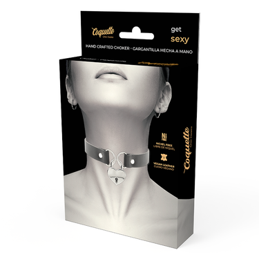 Collana fetish in pelle vegana con cuore e chiave, regolabile